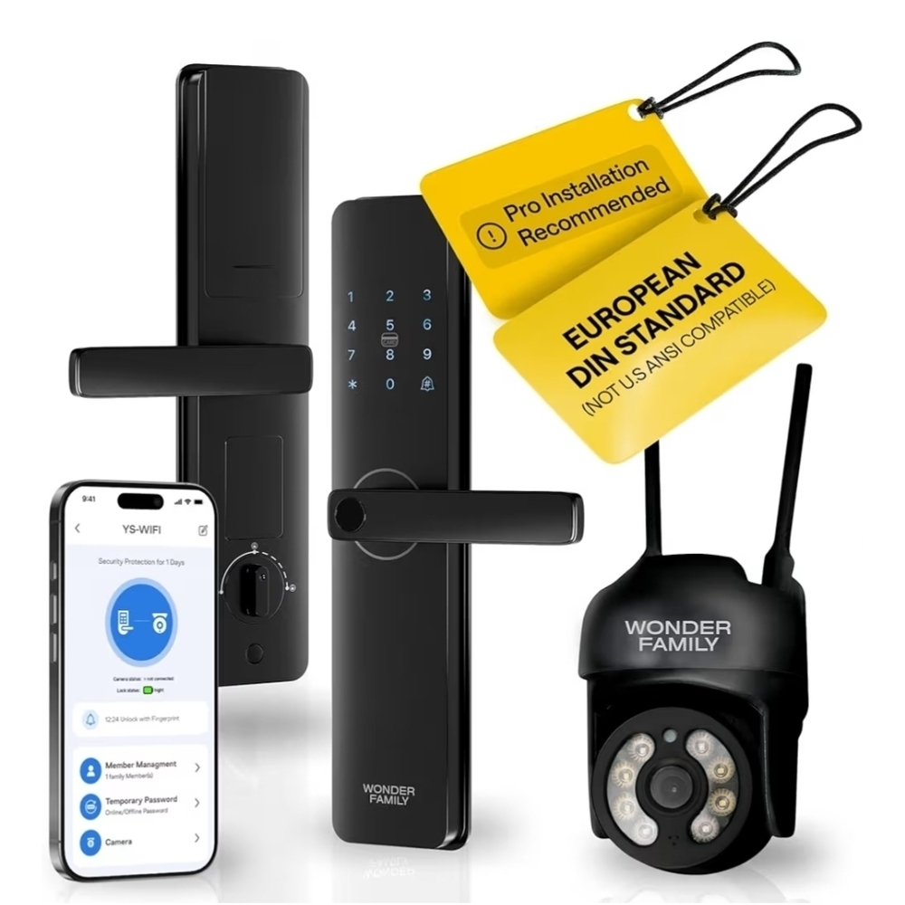 Smart Lock with WiFi Camera Black Smart Door Lock System